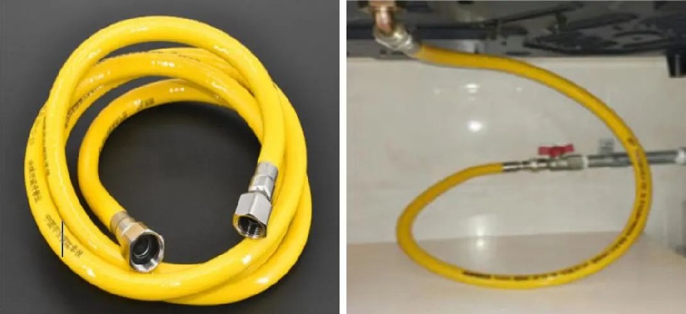 危險！請立即更換為燃氣專用金屬不銹鋼軟管！